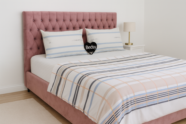 Brown cotton satin duvet cover set, king size, 300TC with luxury pillow shams