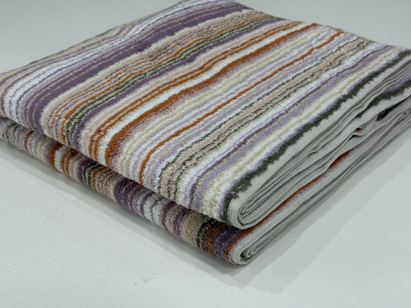 Bedsy multicolor striped cotton towel with fringed edges, soft and absorbent boho-chic bath and beach towel, 28x55 inches.