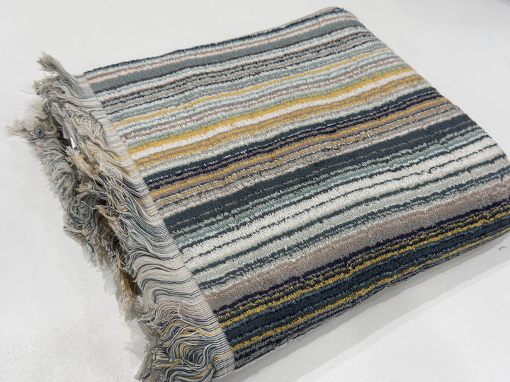 Bedsy Striped Fringed Towel, 28x55 inches, multicolor cotton towel with fringes, soft, absorbent, and stylish boho-chic design for bath, spa, or beach use.