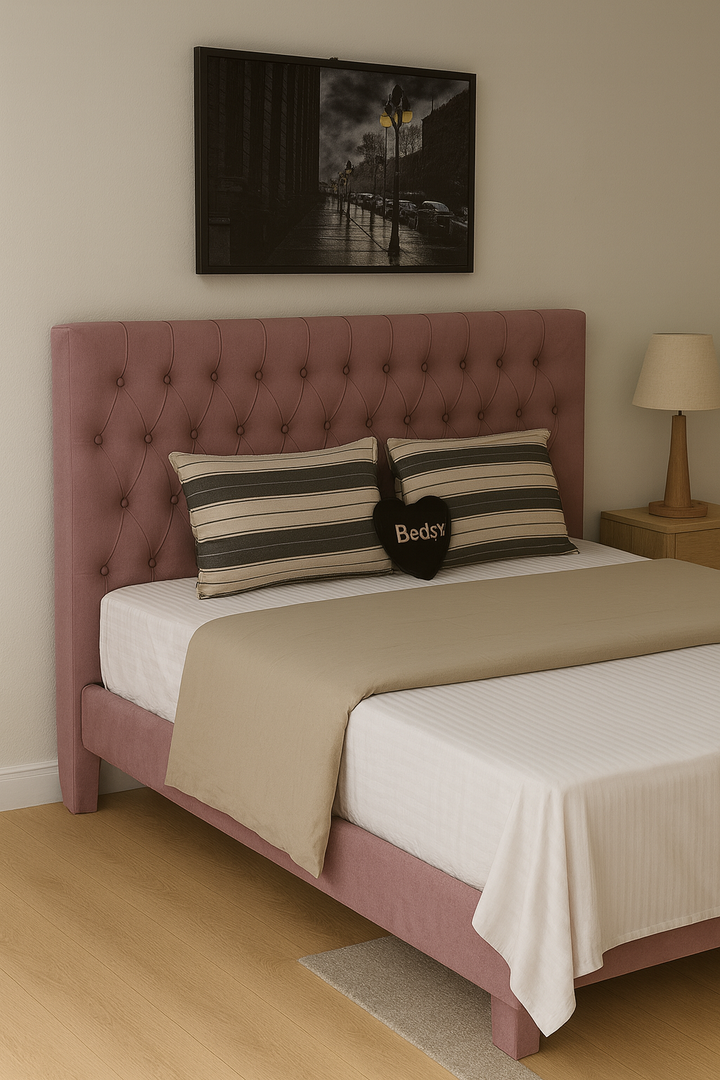Brown cotton satin duvet cover set in king size with 300 thread count – full bed view