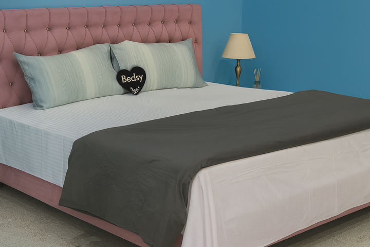 Close-up of Dark Gray Cotton Satin Duvet Cover Fabric – Export Quality