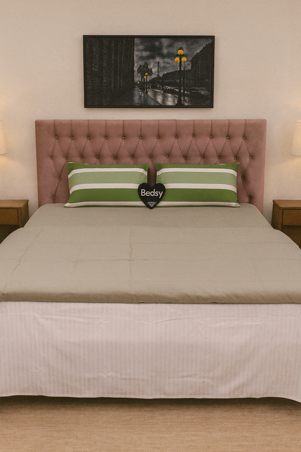 Front view of Light Grey Cotton Satin Duvet Cover Set 300TC with Pillow Casings by Bedsy